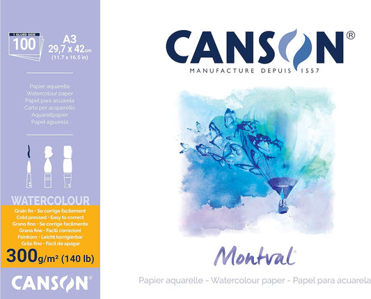 Canson Montval Block glued on one side, DIN A3, 100 sheets, 300 g/m²